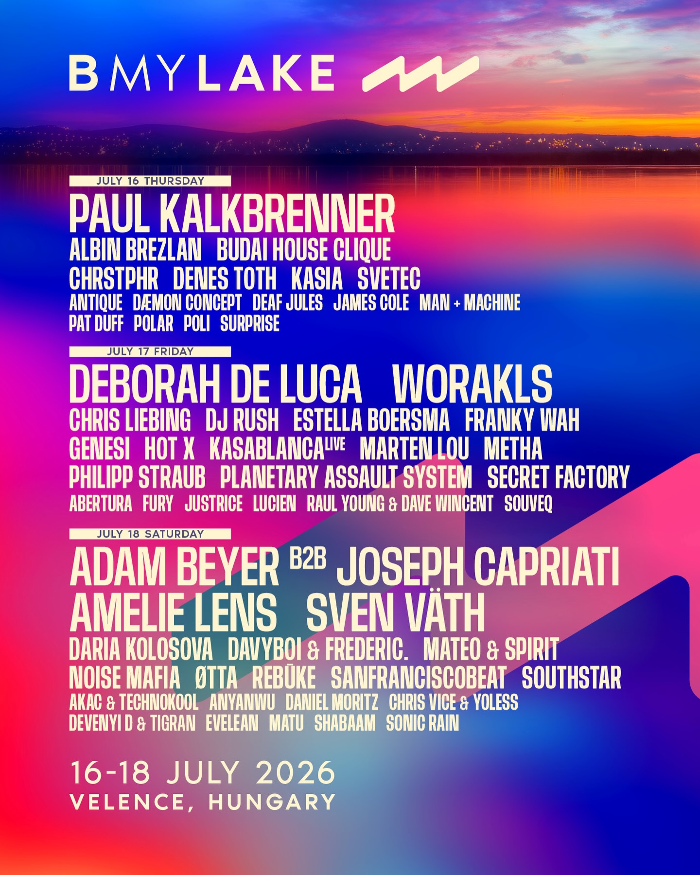 B MY Lake Festival 2026 @ Északi Strand Velence, Velence, Hungary